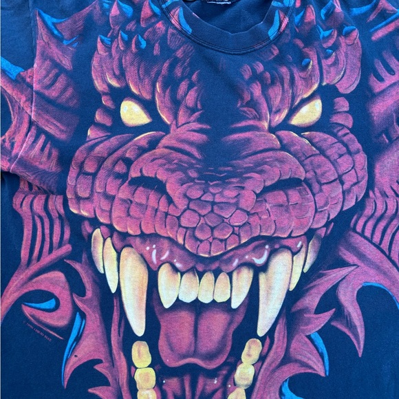 Liquid Blue Men's Dragon Graphic Tee - Red and Green - Picture 3 of 9